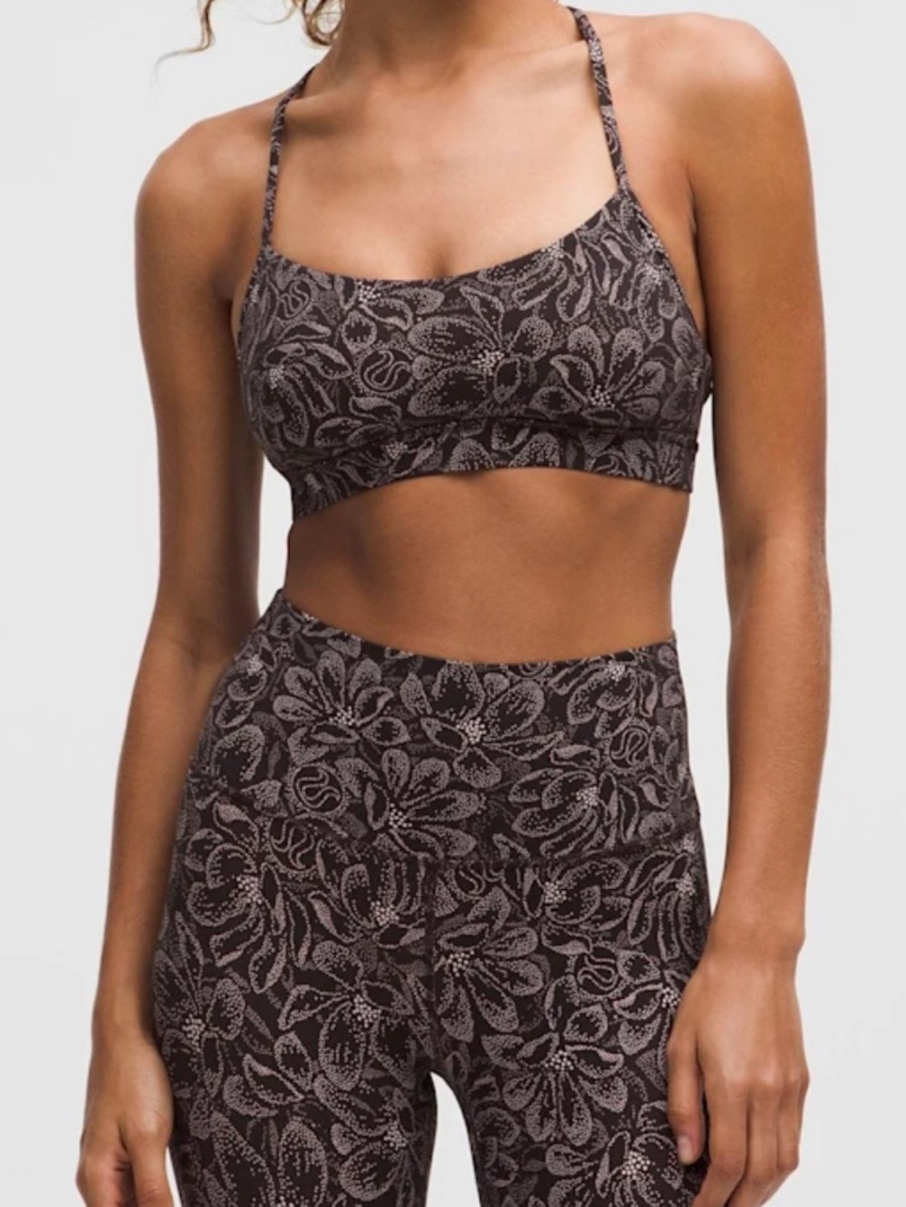 lululemon athletica Floral-Print Bralette in Brown